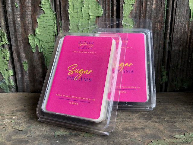 Sugar Dreams is our soft yet sweet, dreamy-candy fragrance that is sure to surprise your senses. This fruity scent consist of strawberries, raspberries, tonka beans, vanilla, sweet orange, lemon and light musk. All of our wax melts are made with 100% soy wax.